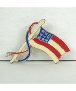 American Flag Enamel Brooch Pin Women 1.5 In Independence 4th July VTG C... - £15.69 GBP