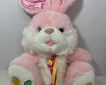 Wal-Mart plush pink Easter bunny rabbit rainbow colored feet yellow ribbon - $19.79