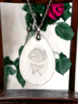 VTG Hallmark Little Gallery Rose Necklace Silver Chain Lead Crystal Pend... - $6.79