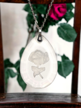 VTG Hallmark Little Gallery Rose Necklace Silver Chain Lead Crystal Pend... - £5.10 GBP