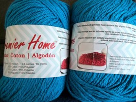 Turquoise Cotton Yarn Premier Home 2 Skeins Medium Weight 140 Y Each - £11.62 GBP