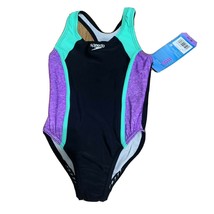 Speedo Girls One Piece Swimsuit, Black - Aqua - Purple, Xs - £12.45 GBP