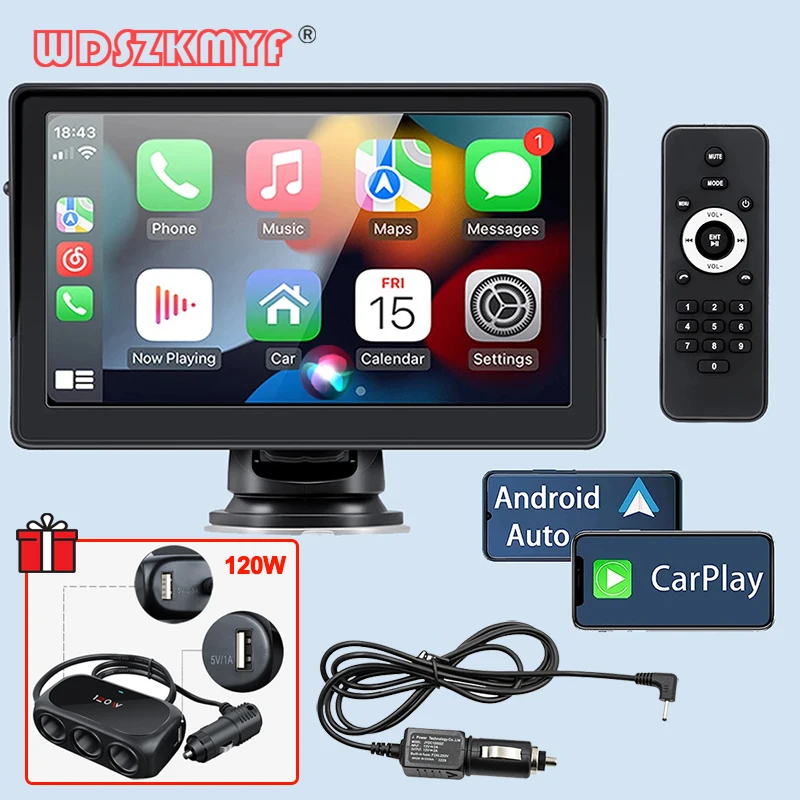 Portable 7 Inch Car Radio Multimedia Video Player Wireless Carplay Andro... - £10.97 GBP+