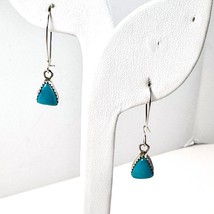 Native Earrings Sterling Silver triangle shaped Turquoise stone signed AC - £21.51 GBP