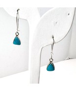 Native Earrings Sterling Silver triangle shaped Turquoise stone signed AC - £21.05 GBP
