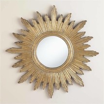 Wall Carved Mirror Home Living Room Natural Golden Foil Mdf &amp; Glass - £119.47 GBP