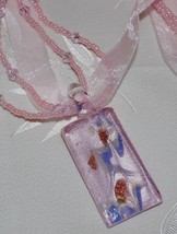 Pink Ribbon Choker Glass Pendant - $10.95