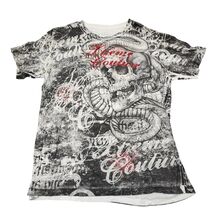 Y2K Xtreme Couture Affliction Men AOP Graphic T Shirt Skull Snake Black ... - $36.63