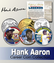 Baseball Legend HANK AARON US Statehood Quarter Colorized 3-Coin Set *Licensed* - £7.42 GBP