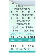 Vintage Ted Nugent Ticket Stub Juillet 14 1984 STANLEY Pittsburgh Pennsy... - £26.56 GBP