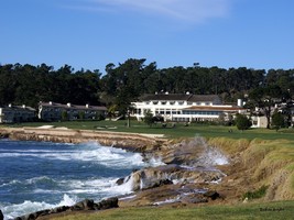 The 18th At Pebble Beach Golf  Monterey California Seascape Signed Canvas 20x30 - £196.59 GBP