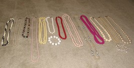 Vintage Lot: 13 Necklaces 16&quot; to 52&quot; &amp; 2 Bracelets - £13.29 GBP