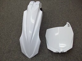 Restyled Cycra White Front Fender + White Front Number Plate Yamaha YZ250 YZ 250 - £47.26 GBP