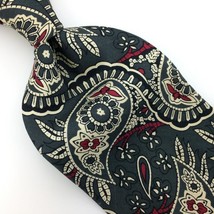 Jacobs Roberts Tie Gray Red White Floral Brocade Silk Necktie I16-426 Vintage - £15.81 GBP