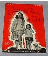 Vintage 1944 Chadwick&#39;s Red Heart Wools Children&#39;s Classics Sewing - £6.35 GBP