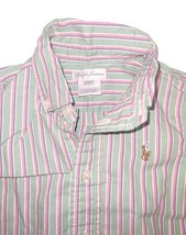 Ralph Lauren Baby Boys Striped Button Down Shirt Green Pink 12M Polo image 4