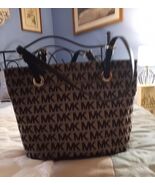 MICHAEL KORS Jet Set Signature Bag Tote Jacquard &amp; Leather With free Wri... - $95.95