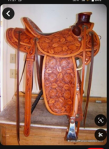 Western saddle 16&quot;, on eco-leather colour chestnut with drum dye all siz... - £520.71 GBP