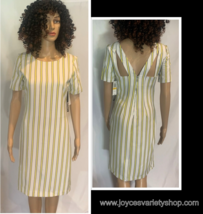 XOXO Summer Dress Yellow &amp; White Stripe Peek-a-Boo Back Many Sizes - $12.99