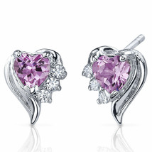 1.5ct Heart Pink Sapphire Sterling Silver Stud Earrings - £22.16 GBP
