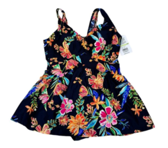 Maxine Of Hollywood V-Neck Swim Dress One Piece Swimsuit Mystic Garden S... - $29.65