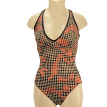 GOTTEX Blue Womens Swimsuit One-Piece Tan Brown Orange Black Dot Pattern Size 10 - £21.23 GBP