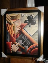  Cigar Poker Art Deco Poster by Michael Kungl - custom framed - £219.82 GBP