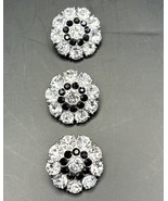 Buttons Silver Metal Flower 2 Rhinestone Black Clear Decretive Sparkling... - $116.71 MXN