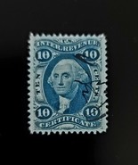 1862-71 10c U.S. Internal Revenue, Washington 1st Issue, Blue, Certifica... - $56.04 MXN