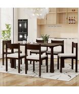 TREXM 7-Piece Wood Dining Set for 6 w/ Upholstered Chairs, Espresso - $1,271.38 CAD