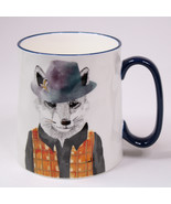 Signature Housewares Hipster Animal Fox Fedora Coffee Mug White &amp; Black ... - £9.11 GBP