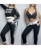 Colombian Brazilian Women 3pc Outfit Jogger Pants Top Jacket Microfiber ... - $93.14