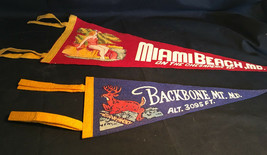 Vtg Antique Collectible Red Miami Beach On The Chesapeake Pennant Backbo... - $29.95