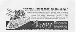 1954 Majestic Hotel Hot Springs Ark Vintage Print  Ad - $2.50