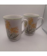 Set Of Two Yellow/orange Flower On Mugs Made In Japan - $18.39 CAD