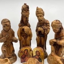 Vintage Native 10 Figures Olive Wood Hand Carved Jerusalem Holy Land Chr... - $80.00