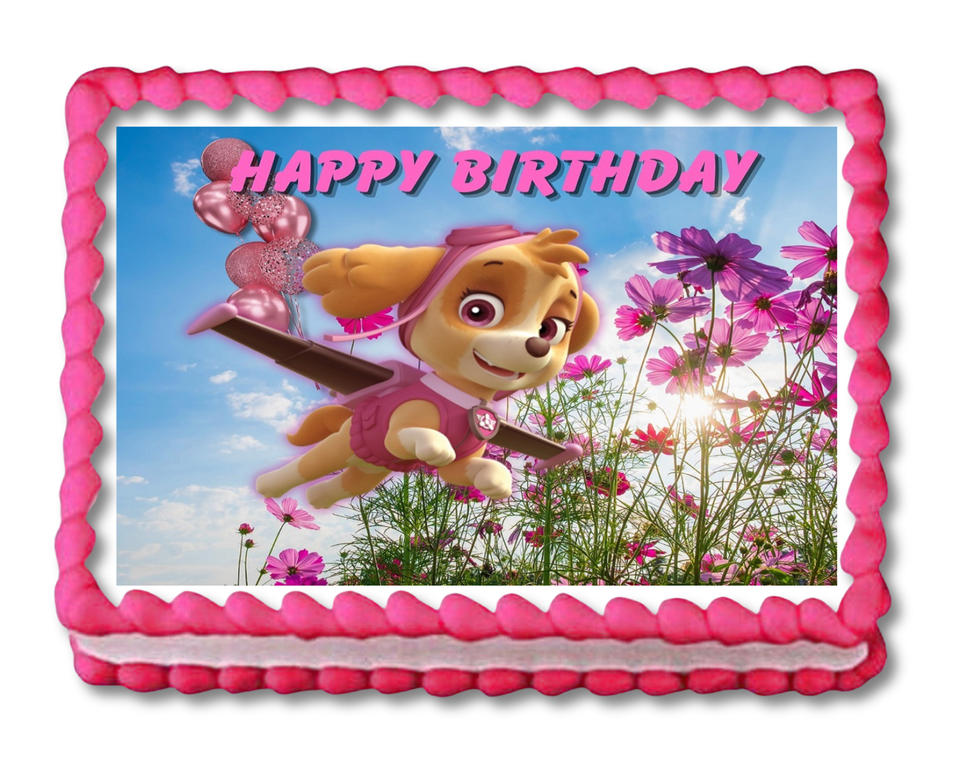 Doggie Skye Puppy Edible Image Cake Topper Birthday Cake Topper Frosting... - $14.18+