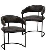 LeisureMod Charcoal Leather Dining Chair Set of 2  Upholstered Polyeste... - $9,714.97 MXN