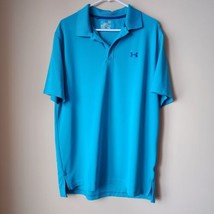Under Armour Heatgear Loose Fit Blue Golf Polo Shirt Mens Size Large L Teal - £10.99 GBP