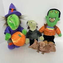 Vtg Halloween Plush Lot 4 pc: Ty Batty Beanie Baby, K&amp;K Witch Frankenste... - €17,89 EUR