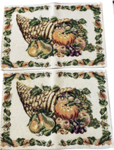 2 Tapestry Placemats 12.5&quot; x 17 3/8&quot; Fall Cornucopia Thanksgiving Pumpki... - $12.86