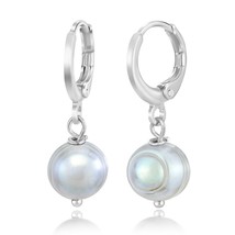 Timeless and Chic Freshwater Gray Pearls Sterling Silver Mini Hoop Earrings - £16.11 GBP