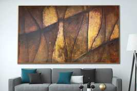 Large Abstract Brown Paintings On Canvas Original Textured Modern Art | FENCE - £356.42 GBP