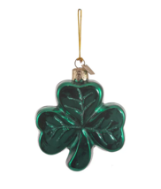 Kurt Adler Noble Gems 3.25&quot; Glass Shamrock Christmas Ornament NB0041 - £12.48 GBP