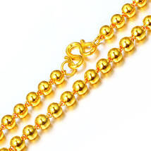 22K Yellow Gold Ball Bead Bracelet Chain Unisex Round Beads Wrist Jewelry - £1,566.57 GBP+