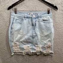 YMI Women Low Rise Blue Mini Jean Skirt Size 5 Mid Rise Light Wash Distr... - $8.40