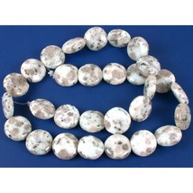 Snowflake Jasper Coin Beads Loose 14mm 1 Strand - £6.26 GBP