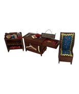 Vintage Artisan Miniature Dollhouse Dressed Sewing Room Dresser, Chair a... - $1,650.92 MXN