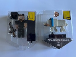 LOT of 2 Minecraft Build-A-Portal 3.25-in Figure Steve in Netherite Armor &amp; Wolf - £31.53 GBP