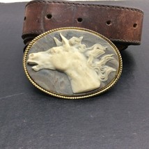 Vintage Incolay Stone 3D Horse Head Belt Buckle, Handcrafted in USA Leegin Belt - £47.36 GBP